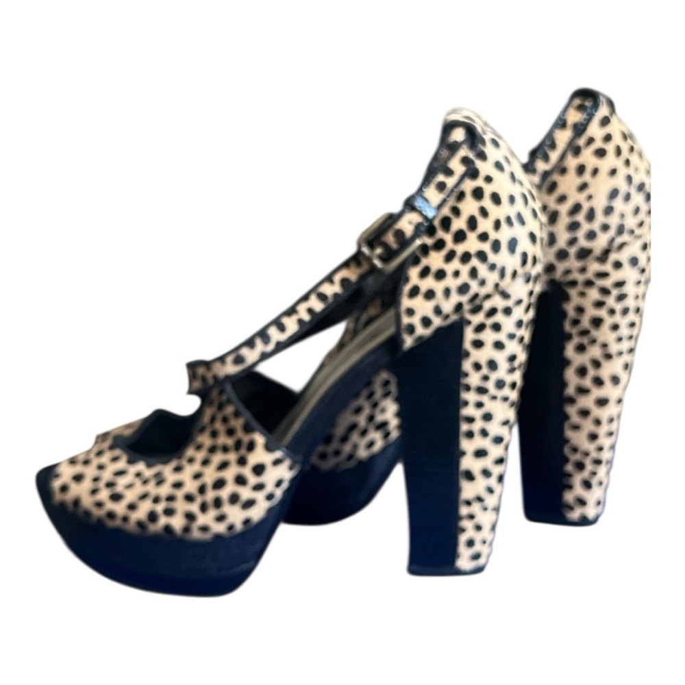 Carlos Falchi Leopard Print Heels with Blue Platform Size 9 - Picture 6 of 8